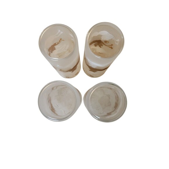 Vintage Libby 4 Tall Horses Leaping Frosted Glasses MCM Gold White 7" Iced Tea - Picture 4 of 5